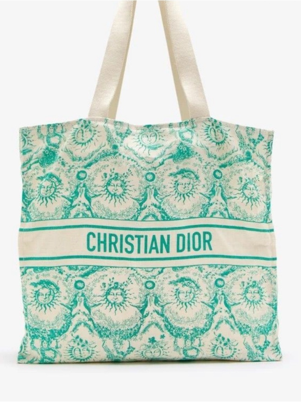Dior GWP Cream and Green  Canvas Tote with Signature Logo